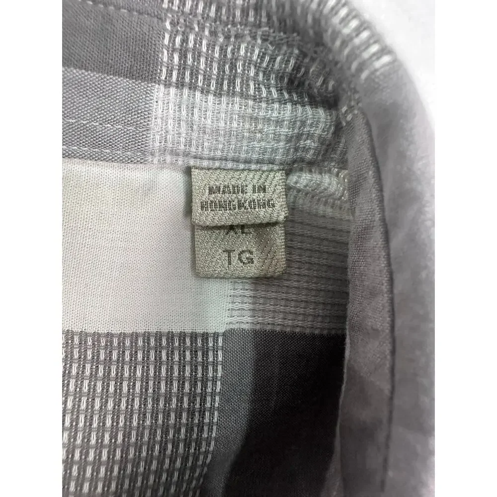 Burberry Brit Gray White Plaid Check Button Down Shirt Mens XL Equestrian Knight - Picture 6 of 14